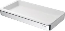 Geesa, Frame, Planchet met witte inzet, plat staf, verchroomd, messing, 210 x 25 x 108mm (HxBxD)