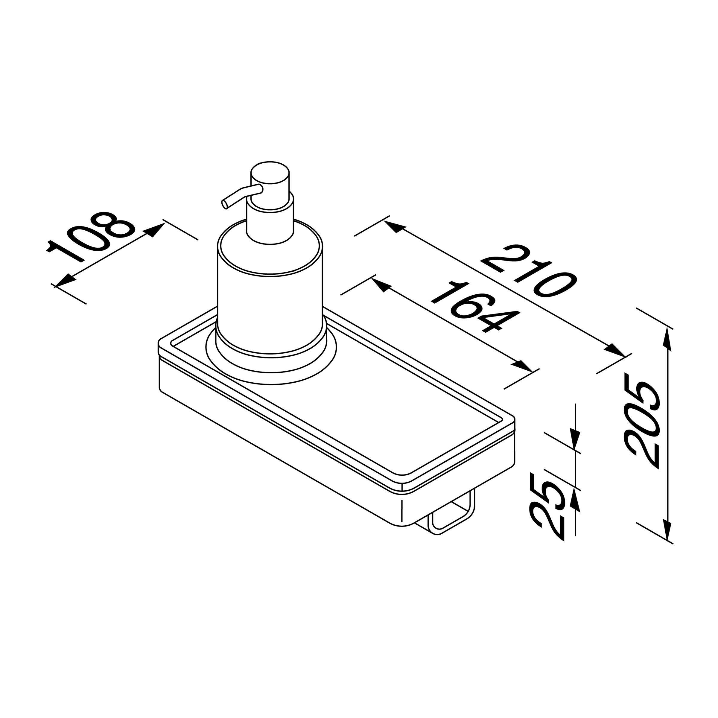 Geesa, Frame, Zeepdispenser met wit planchet en haak, plat staf, verchroomd, messing, 210 x 205 x 108mm (HxBxD)