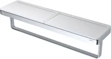 Geesa, Frame, Handdoekhouder met wit planchet, plat staf, verchroomd, messing, 420 x 105 x 108mm (LxHxD)