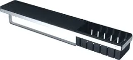 Geesa, Frame, Korf en zwart planchet met handdoekhouder , plat staf, verchroomd, messing, 630 x 105 x 108mm (LxHxD)