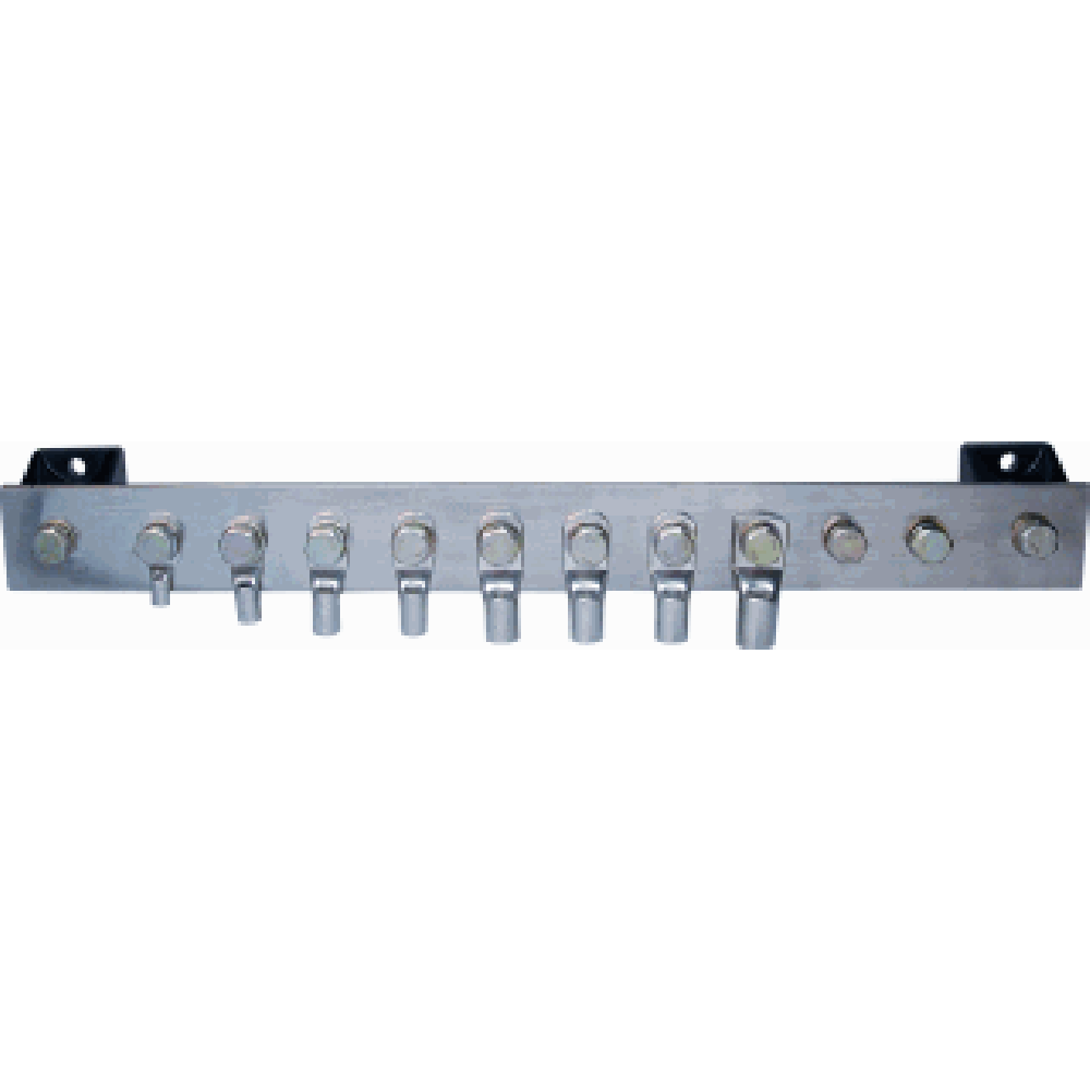 Jmv aardingsrail voor verdeler, koper, 10 aansluitingen, nom. (meet)stroom 200A, bxd 40x5mm