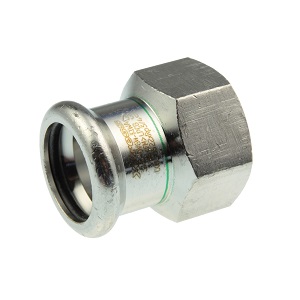 VSH XPress RVS rechte koppeling, schroefbus 15mm x 1/2inch RVS (pers x binnendraad)